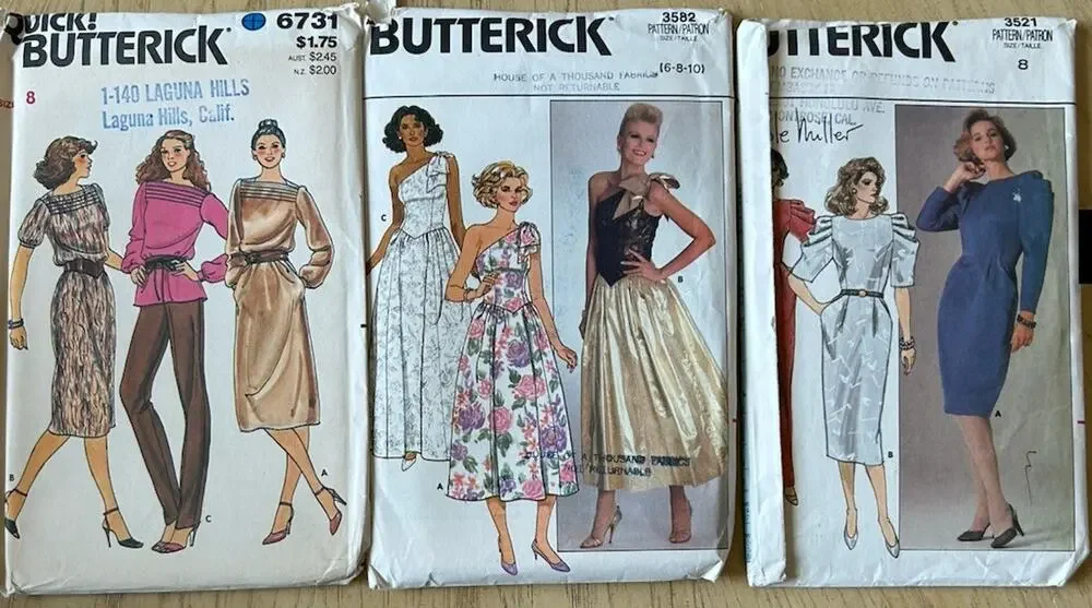 VTG 80s Sew Pattern Dress Prom Office Workwear Retro Preppy Nicole Miller Lot 3